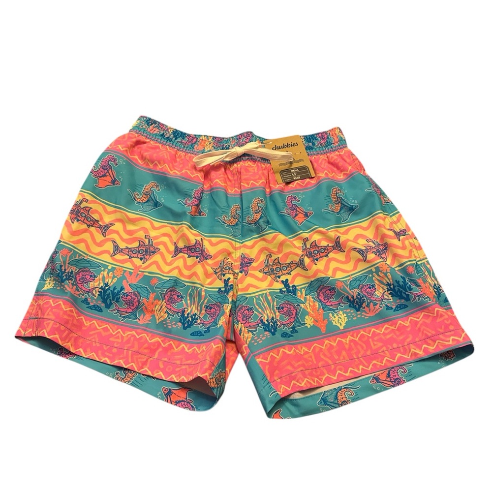 NWT Chubbies Multicolor Patterned Swim Mesh Lined Trunks
